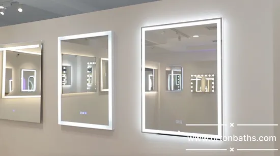 Ortonbath カーブコーナー長方形 LEDミラー フレームレス バスルーム LEDミラー ライト付き LEDフロントライト バックライト付きミラー 化粧台ミラー 調光機能付き アンチ