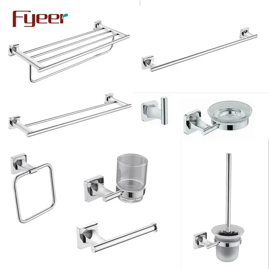 Fyeer 亜鉛合金 クロムメッキ バスルームアクセサリーセット