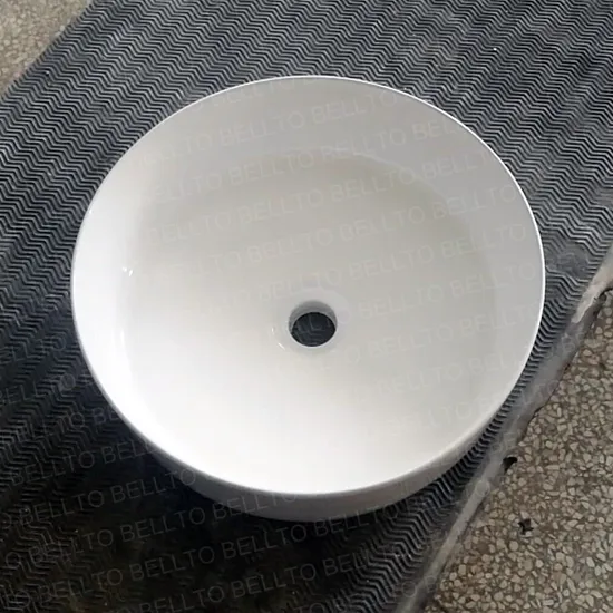 丸型磁器製シンク アート洗面台 スリム クリーム色 バスルームシンク