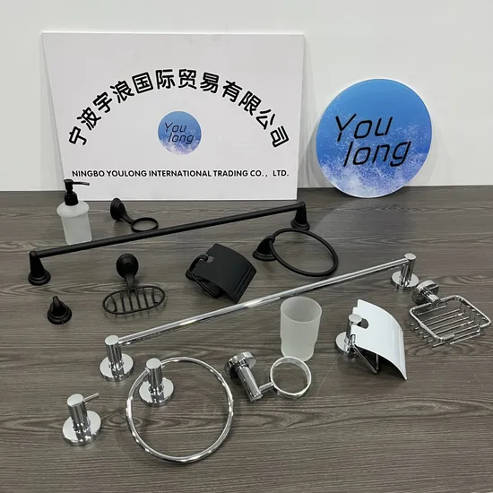 マットブラック バスルームアクセサリー メタルベース 6ピース 亜鉛製バスルームアクセサリーセット