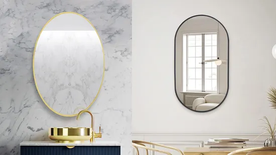 卸売長方形バスルーム装飾アルミフレームフルレングスシルバー装飾壁掛けミラー